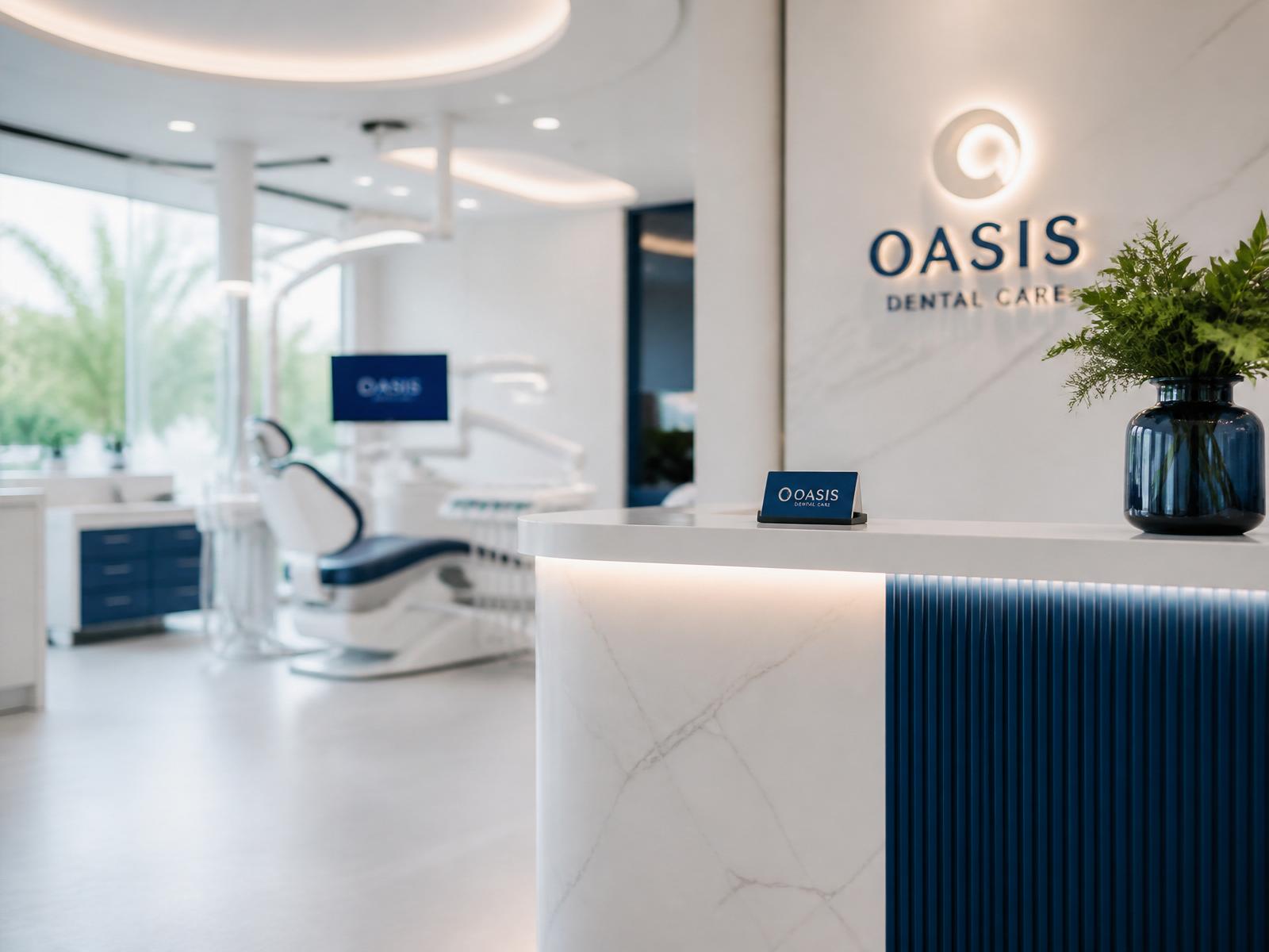 Recepción moderna de Oasis Dental